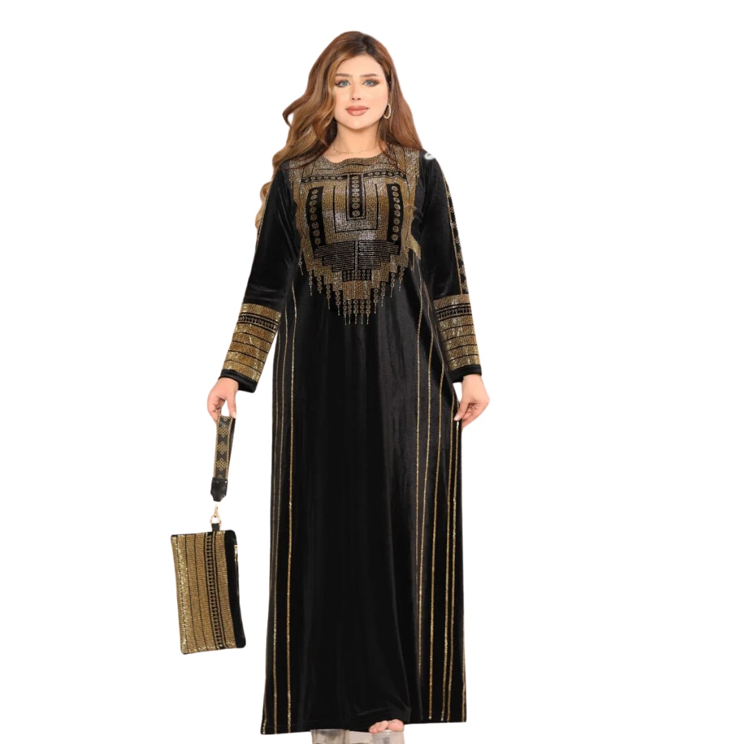 Abaya paired with an elegant bag