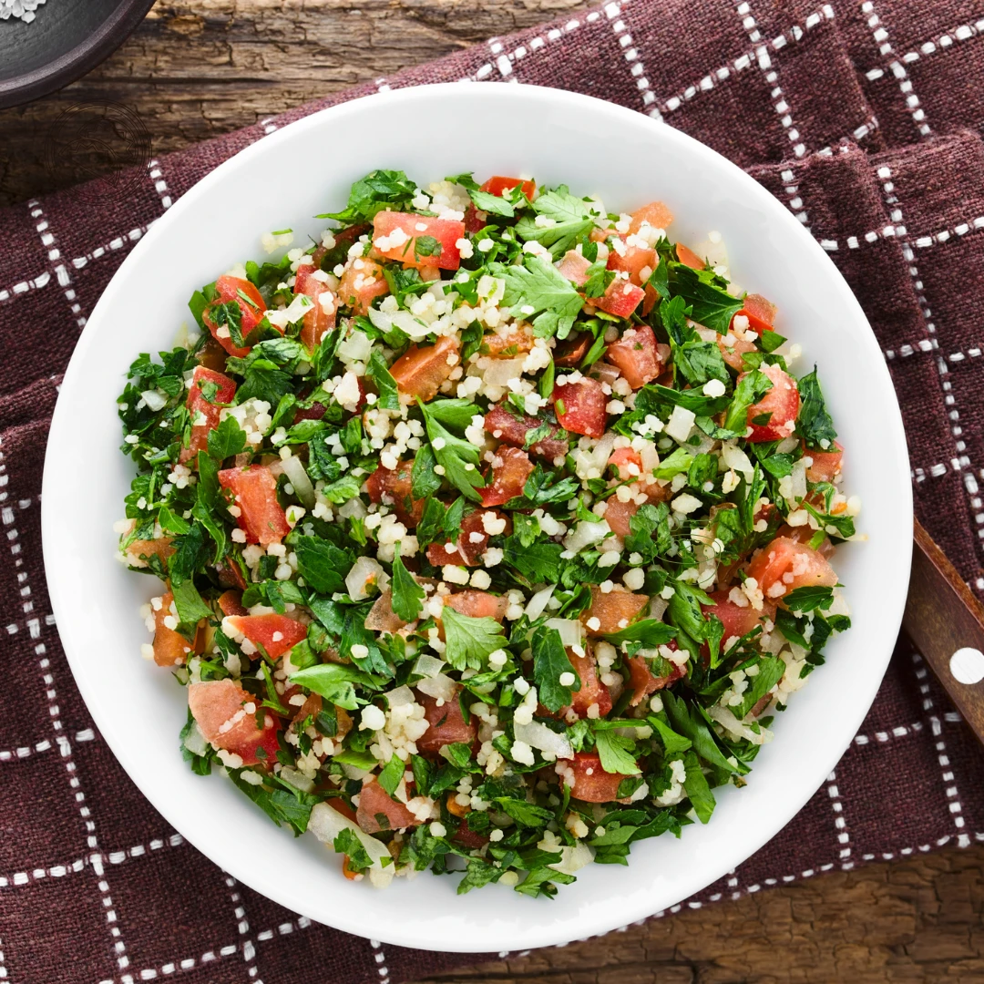 Enjoy a medium-sized tabbouleh bowl