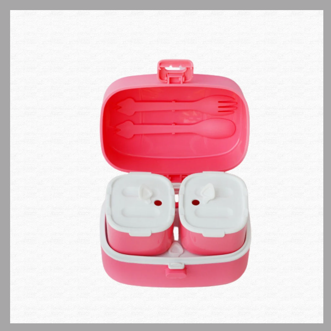 Lock Back Pink Junior Lunch Box – Reusable Airtight, Microwave Safe with 3 Compa