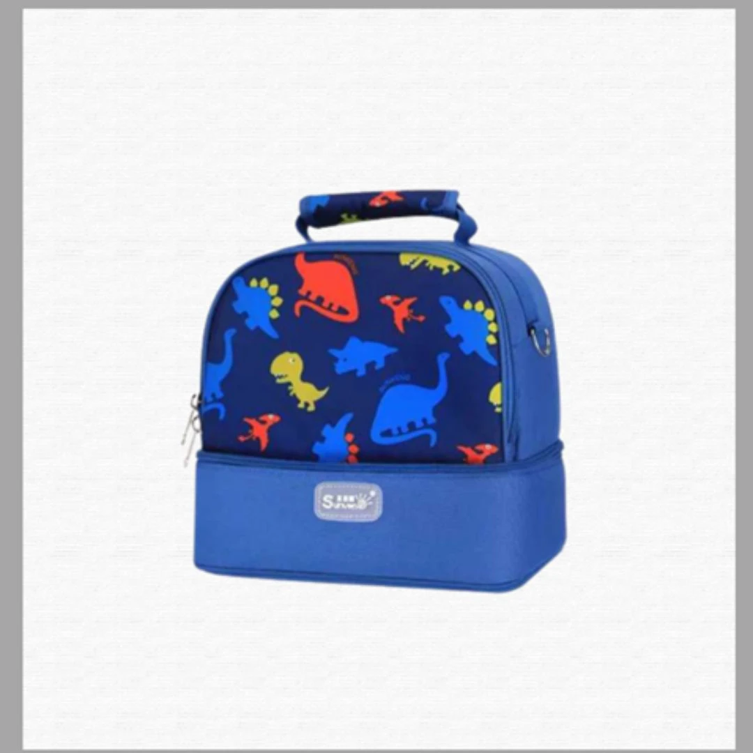 SUNVENO Dinosaur Insulated Thermal Bag - Dual Compartment Food & Milk Storage Ba