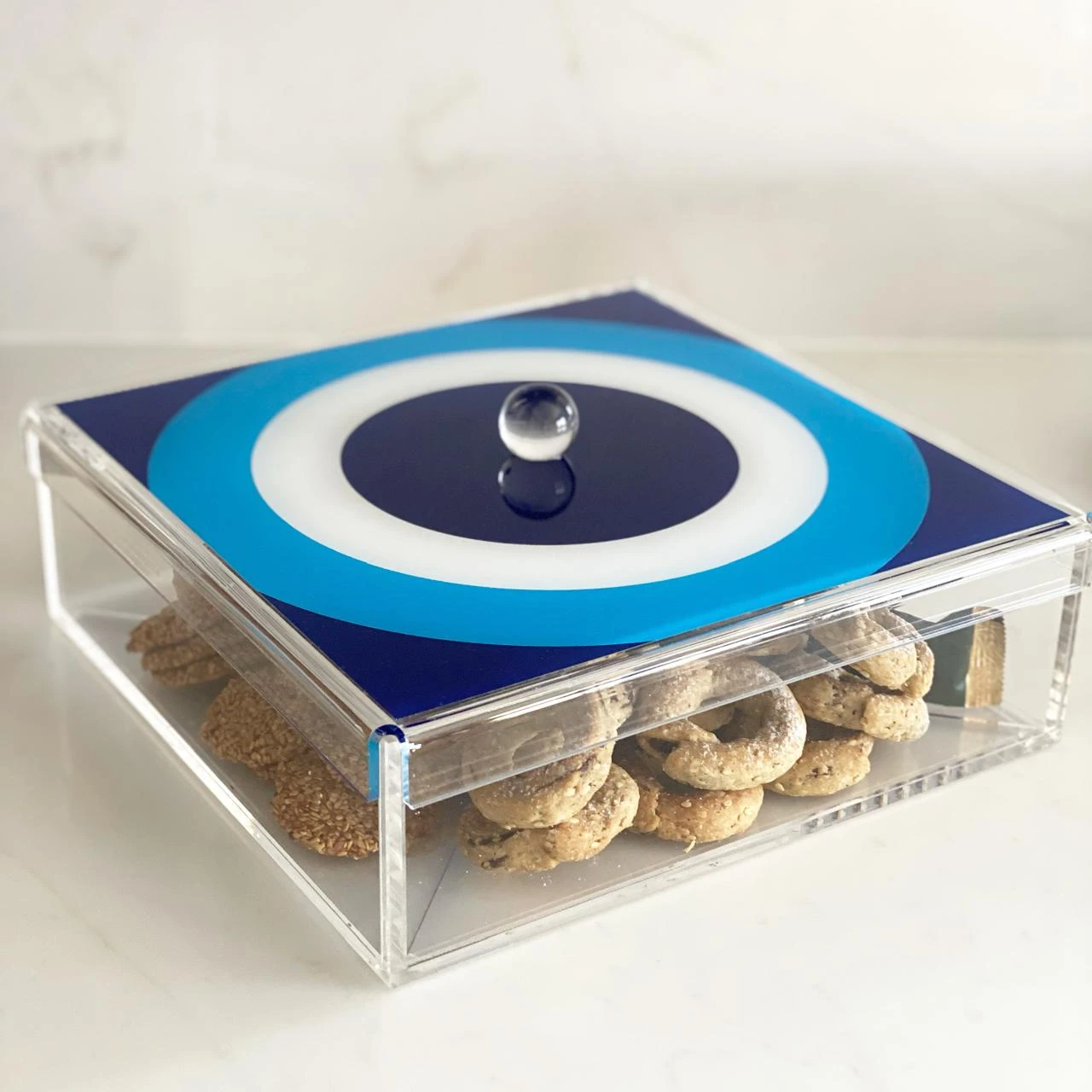 Blue Eye Design Box – Elegant Storage for Delights, Pastries & More (24.6×24.6×7