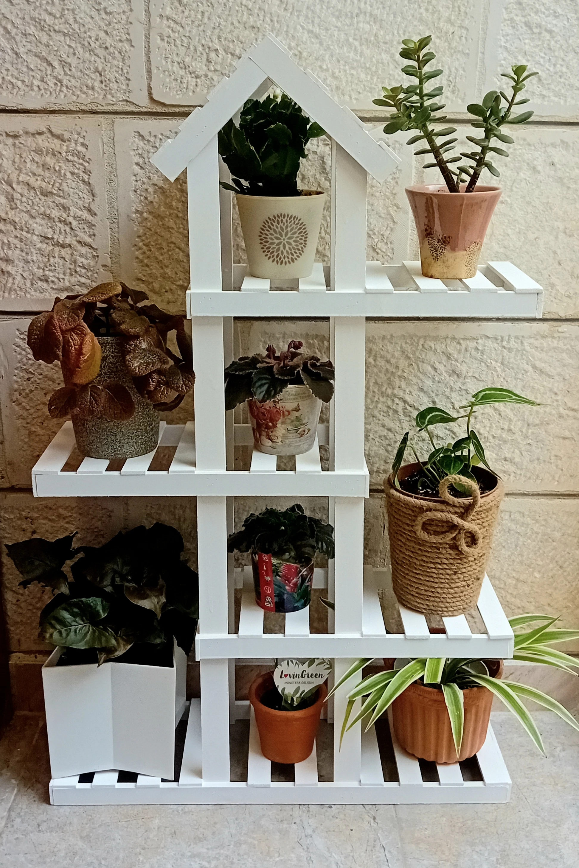 Wooden stands for plants