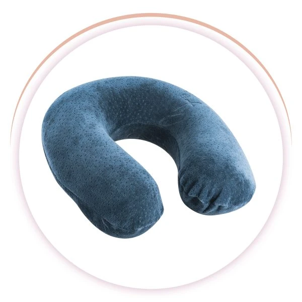 VISCO Travel Pillow – Memory Foam Neck Support with Velvet Cover for Travel Comf