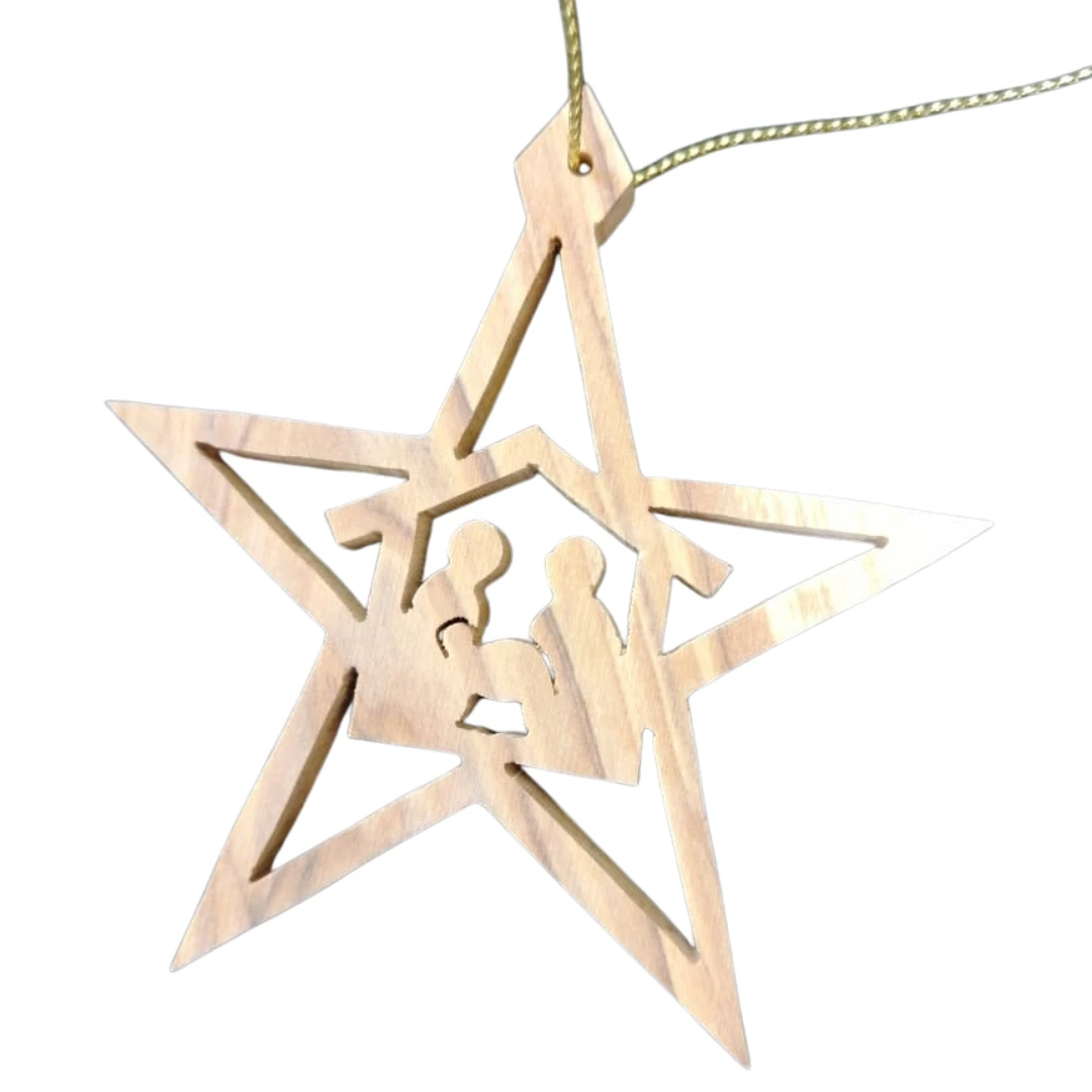Handcrafted Olive Wood Ornament – Natural Bethlehem Decoration | Unique Religiou