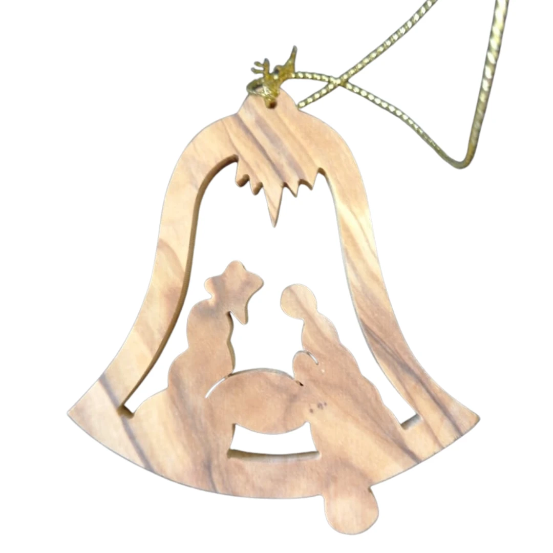 Handcrafted Olive Wood Ornament – Natural Bethlehem Decoration | Unique Religiou