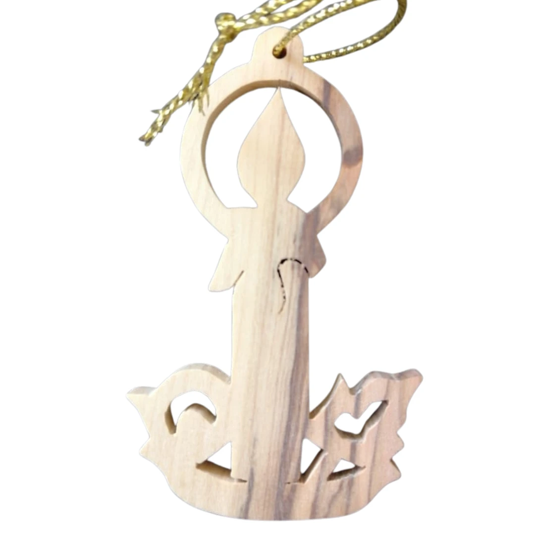 Handcrafted Olive Wood Ornament – Natural Bethlehem Decoration | Unique Religiou
