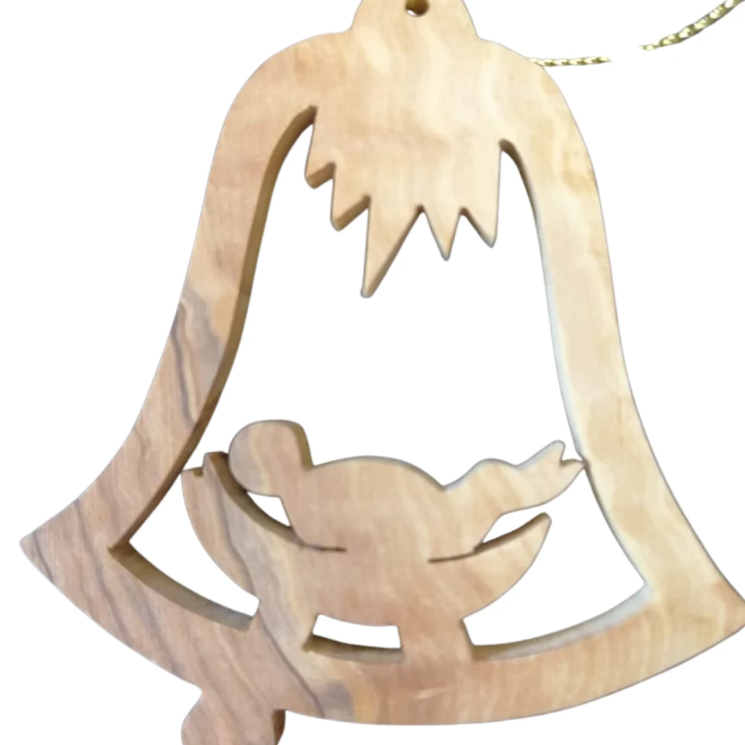 Handcrafted Olive Wood Ornament – Natural Bethlehem Decoration | Unique Religiou