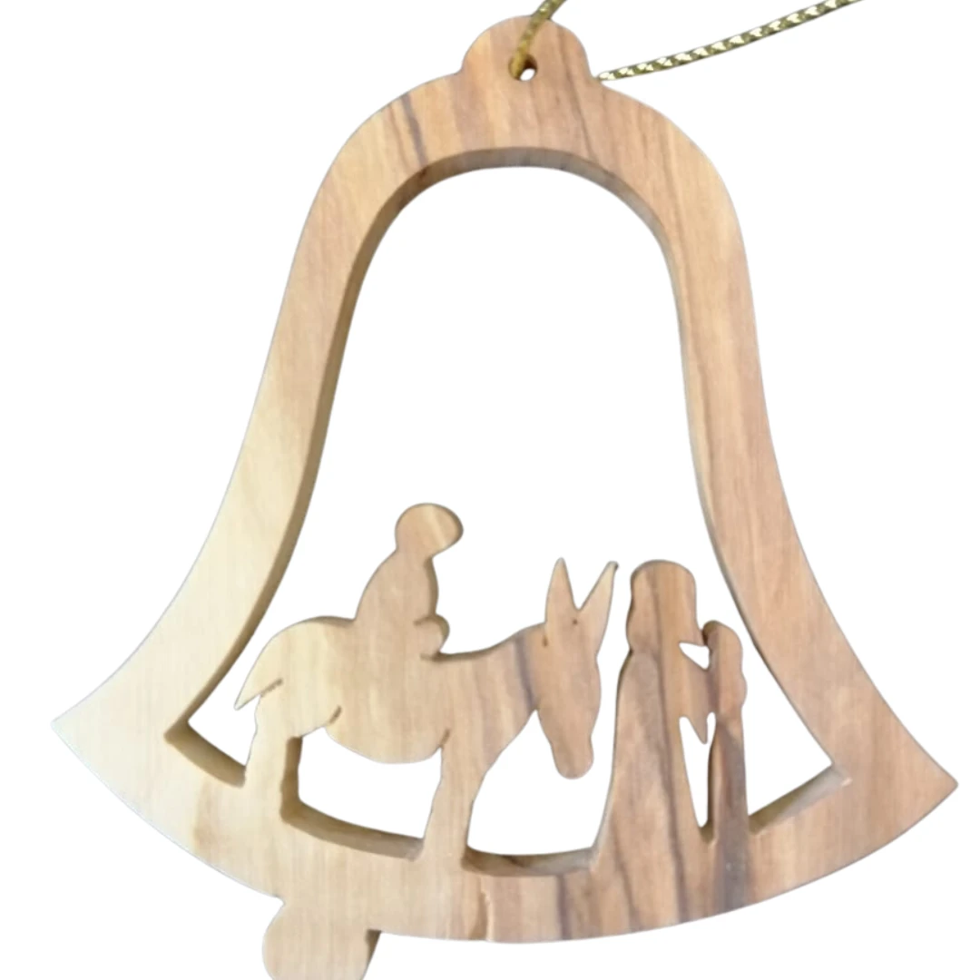 Handcrafted Olive Wood Ornament – Natural Bethlehem Decoration | Unique Religiou