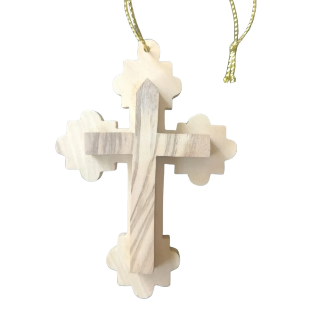 Handcrafted Olive Wood Ornament – Natural Bethlehem Decoration | Unique Religiou