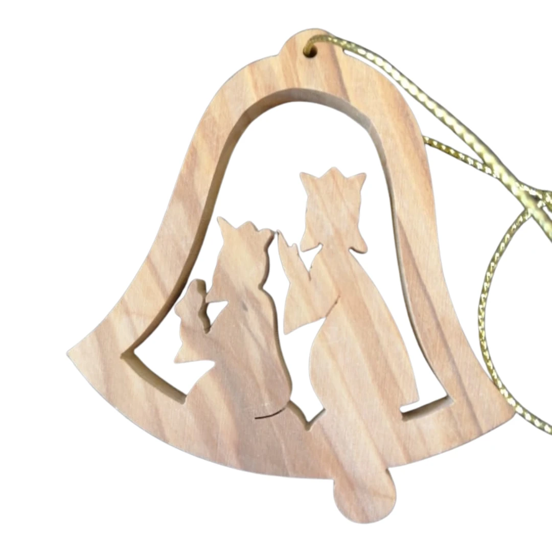 Handcrafted Olive Wood Ornament – Natural Bethlehem Decoration | Unique Religiou