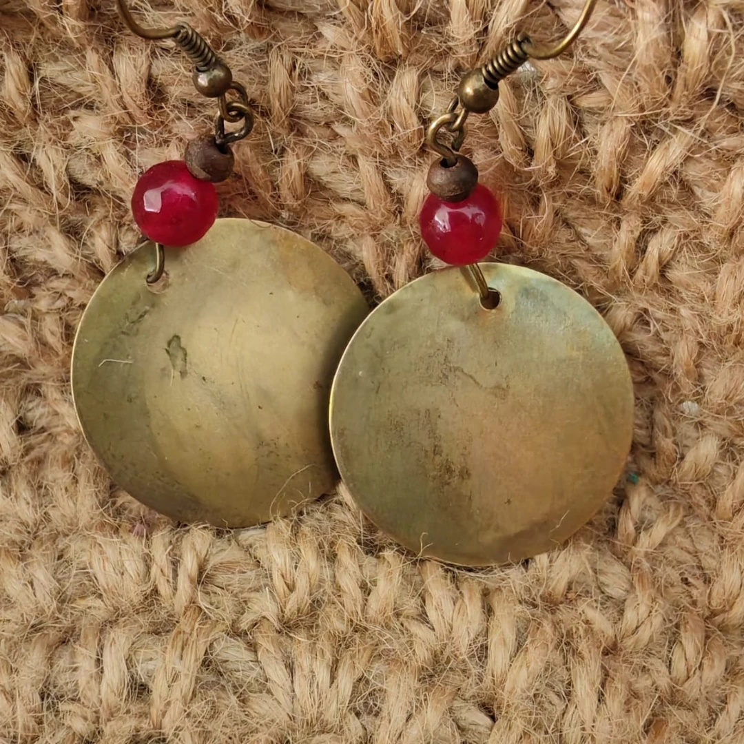 Handmade Bohemian Earrings – Pink Beaded Dangle with Copper Accents | Trendy Boh
