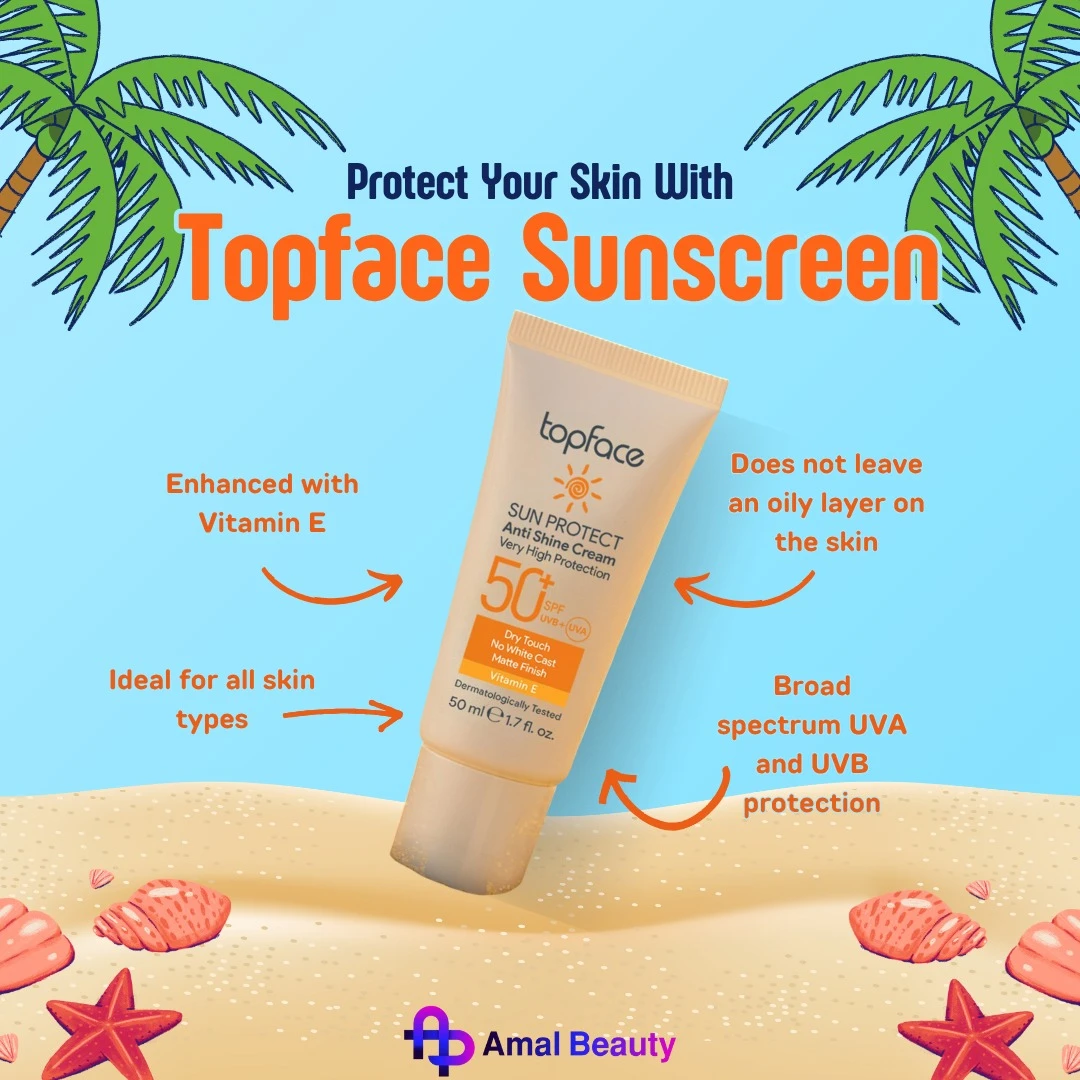 Topface SPF 50 Sunscreen with High Protection – Anti-Shine, Suitable for All Ski