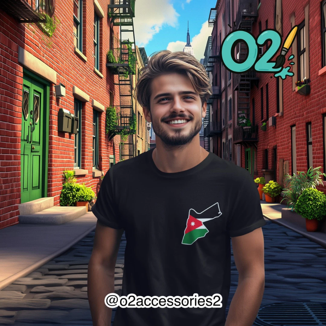 Men’s T-Shirt – “Jordan in the Heart” | Jordan Map Printed in the Colors of the 