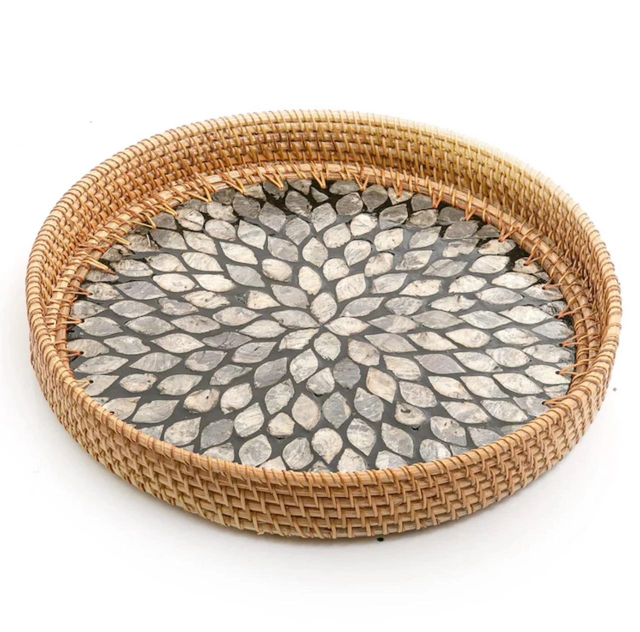 Luxury Mother of Pearl Serving Tray – Handcrafted Square Design 35×35×5 cm | Ele
