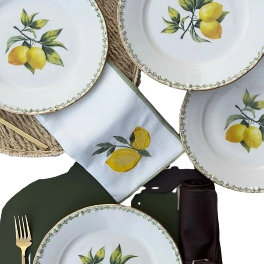 Set of 6 Lemon Design Dinner Plates – Elegant & Modern Tableware for Everyday Us