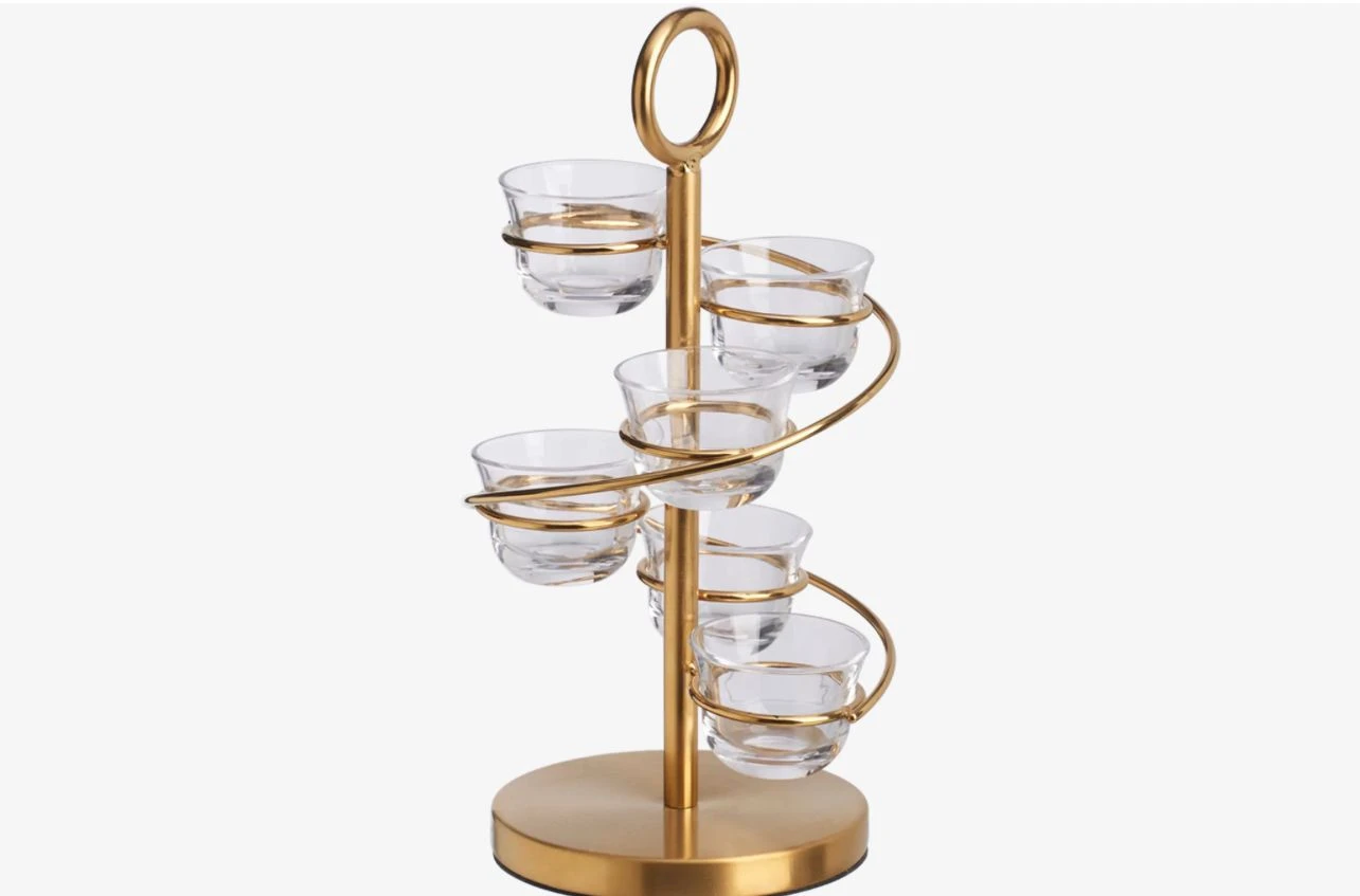 Coffee Cup Set with Holder – 6 Elegant Cups with Metal Stand, Perfect for Hostin