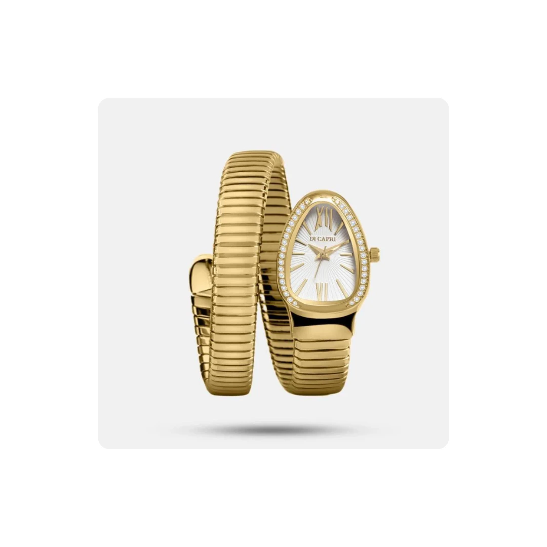 Di Capri Women’s Watch with Gold Coil Bracelet – Stylish Design for Everyday Ele