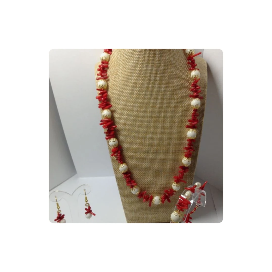 Natural Pearl and Coral Jewelry Set – Elegant Luxury with a Touch of Nature
