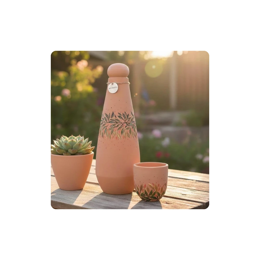 Healthy Clay Water Bottle for Natural Water Purification – Approx. 1100 ml Capac