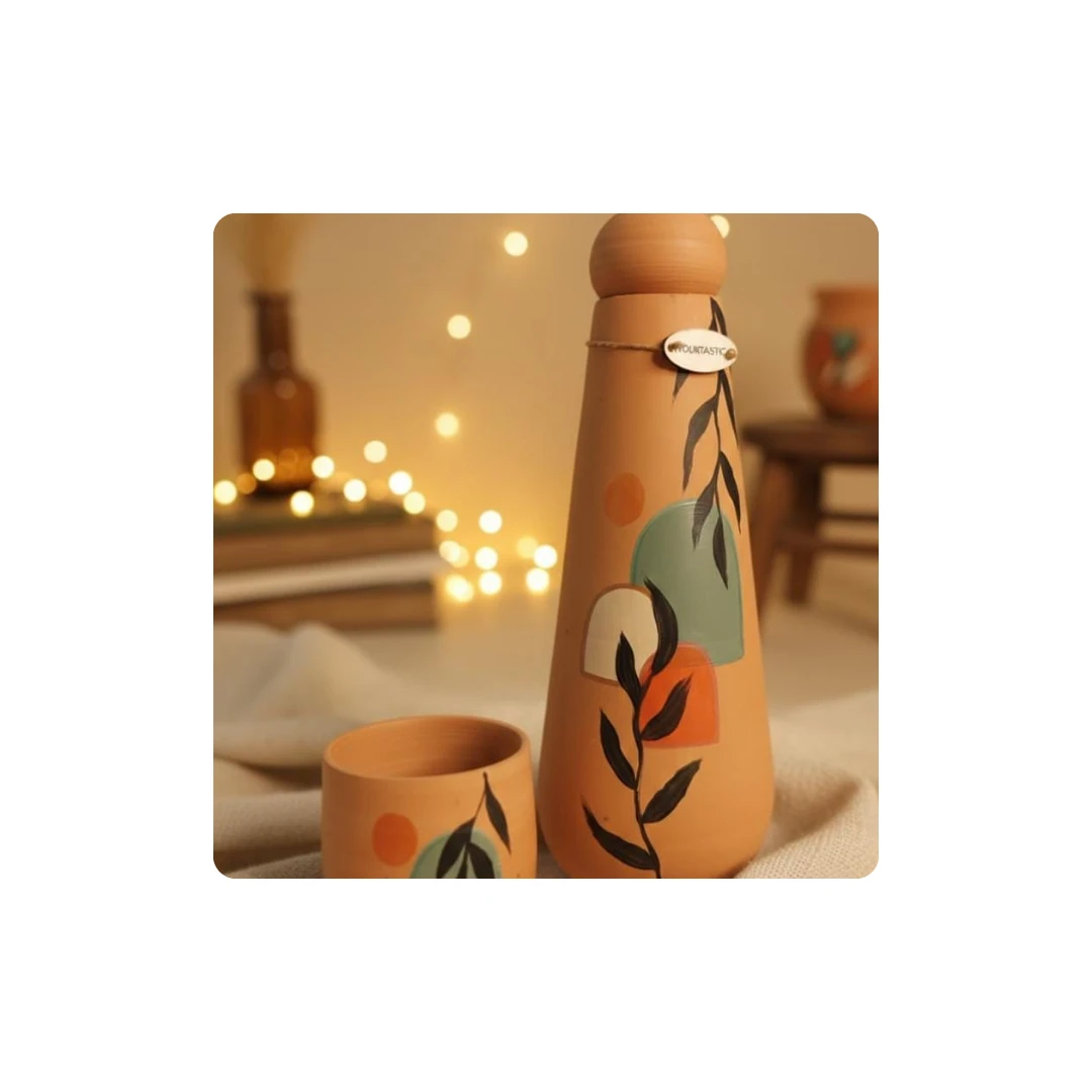 Healthy Clay Water Bottle for Natural Water Purification – Approx. 1100 ml Capac