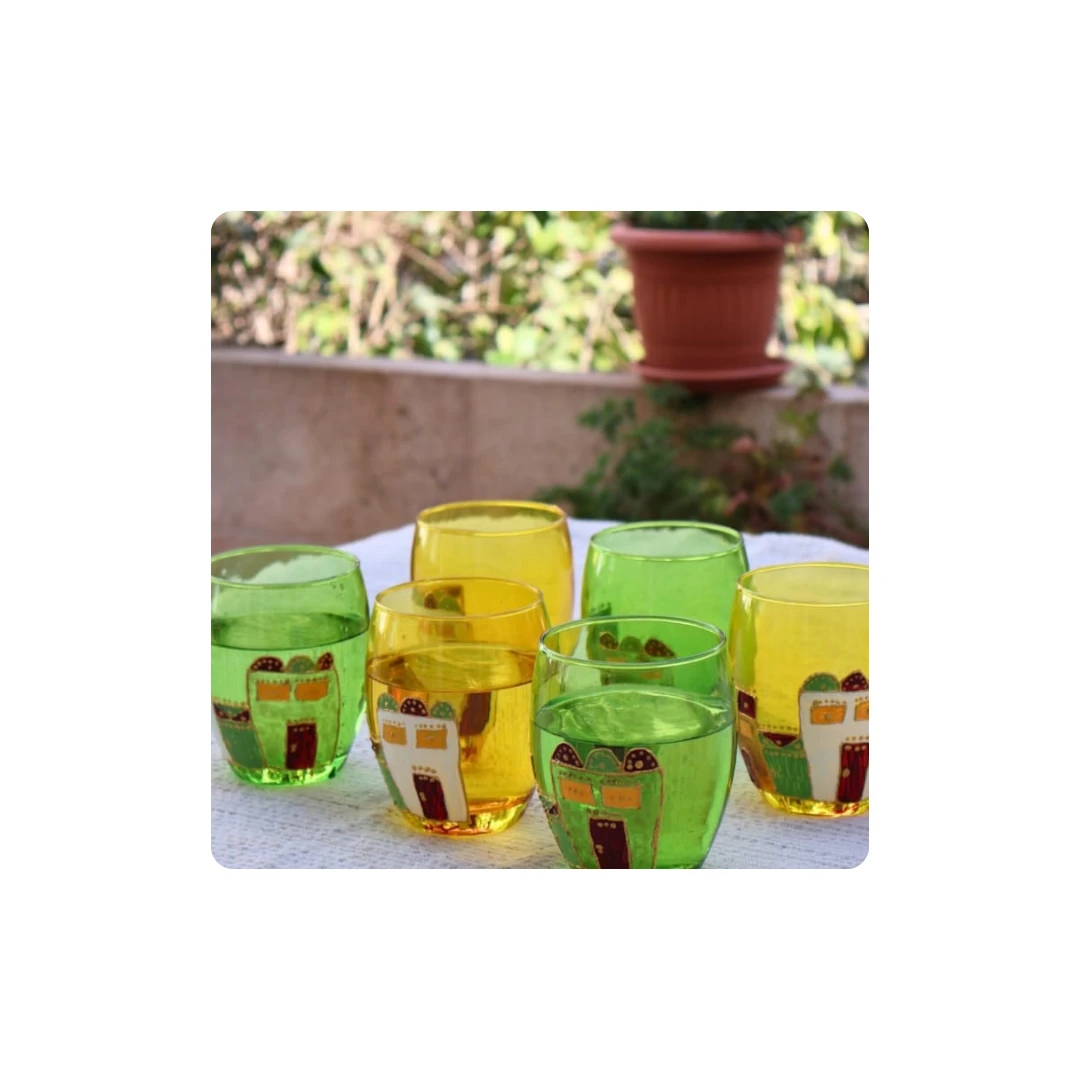 🥤 Set of 6 Hand-Painted Juice or Water Glasses – Unique & Elegant 🥤