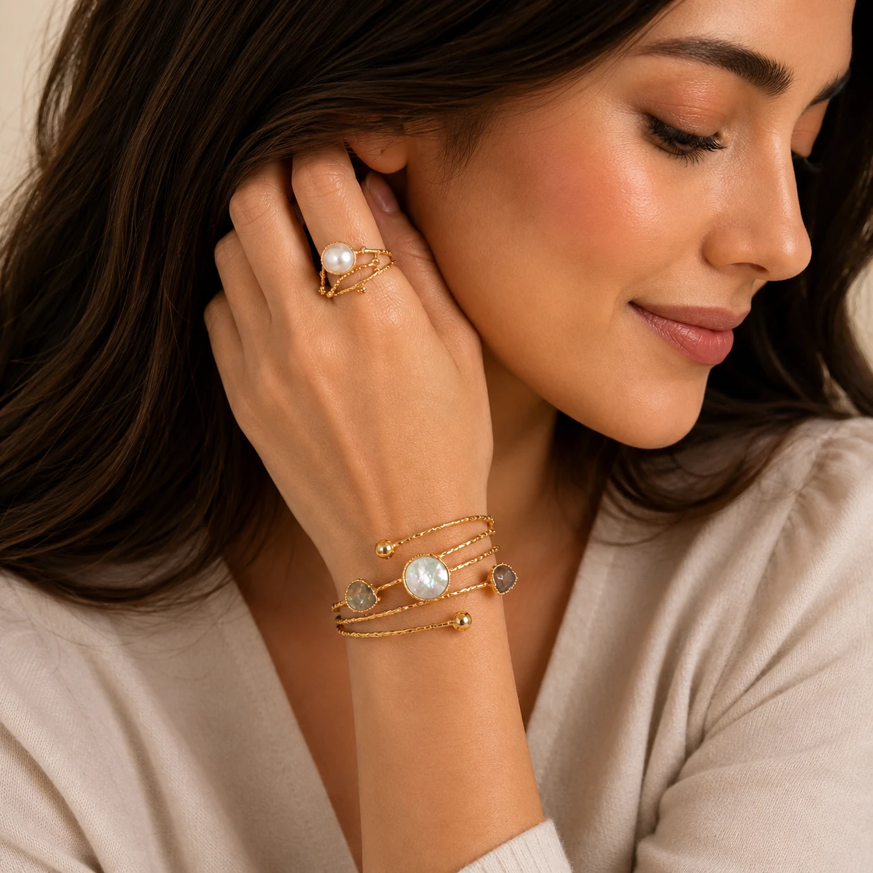 Luxury Turkish Ring & Bracelet Set | Soft Elegance with Refined Details