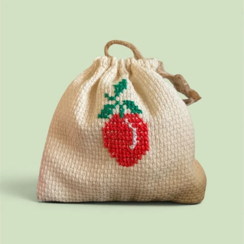 Embroidered Fabric & Etamine Gift Bag – Elegant Handmade Gift Packaging for Spec
