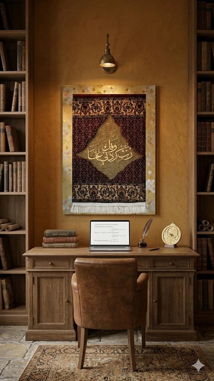 Persian Rug Art Panel with Islamic Calligraphy